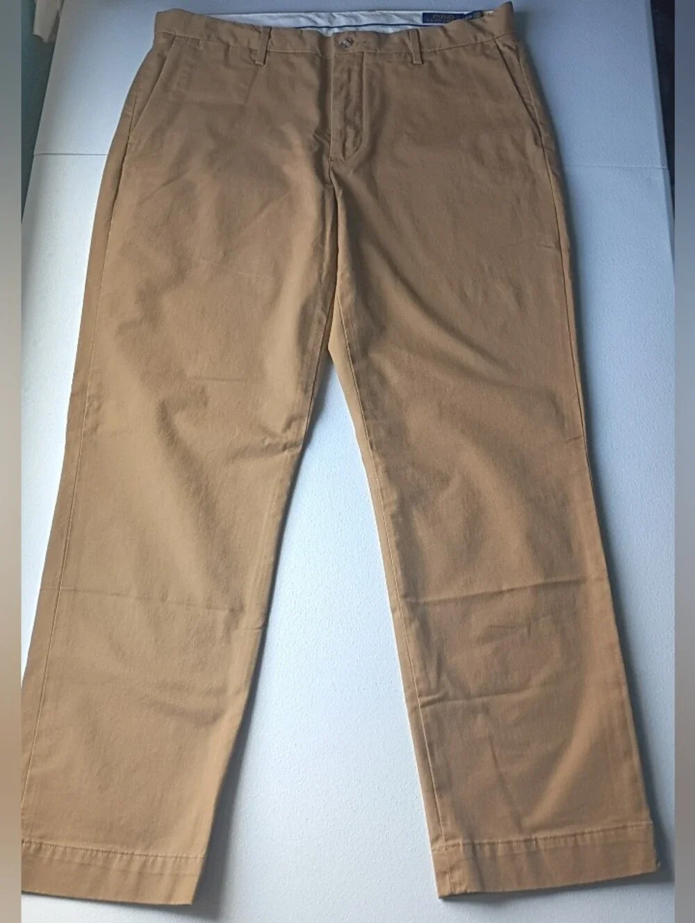 Mens Polo by Ralph Lauren Men's  Brown Chino Flat Front Pants Sz 35/30